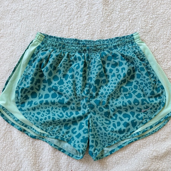 Nike Pants - Nike Dri-Fit Teal and Mint Leopard-Print Running Shorts Size Medium
